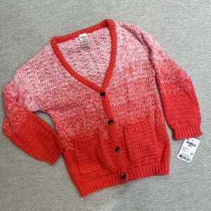 3T OshKosh poppy red ombré cardigan sweater